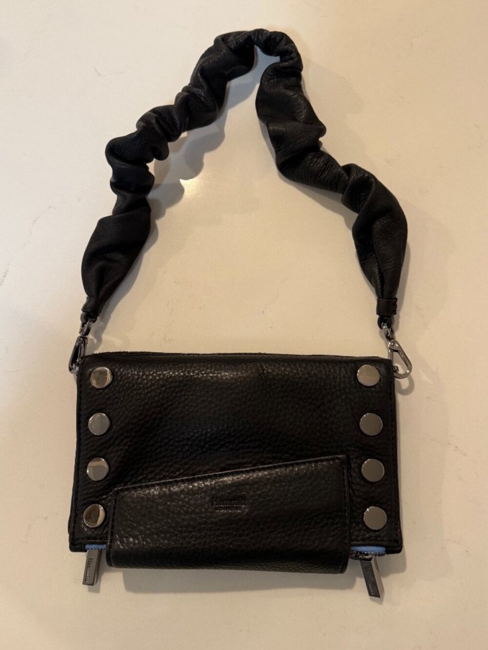 Hammitt Levy Clutch Wallet with Gunmetal hardware and strap